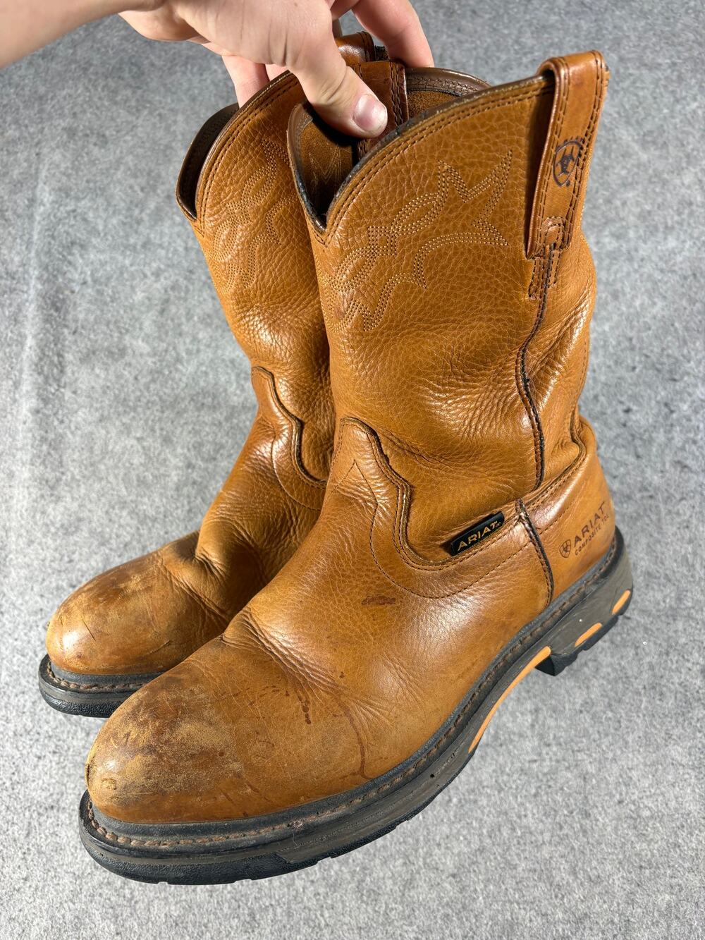 Ariat Western Boot Men 12EE Brown Composite Toe Leather Pull On Workwear Outdoor
